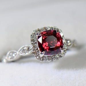 vietnamese pink red spinel cushion halo engagement ring in white gold 2.JPG