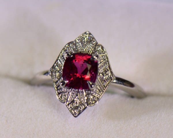 vintage style burma red spinel ring white gold 2