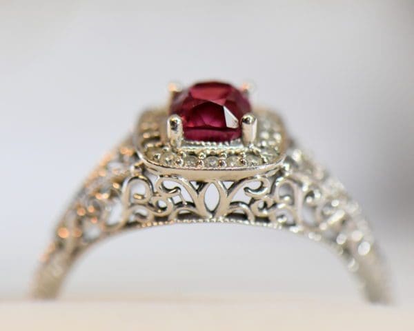 vintage style jedi spinel filigree enagement ring neon pink red cushion 3.JPG
