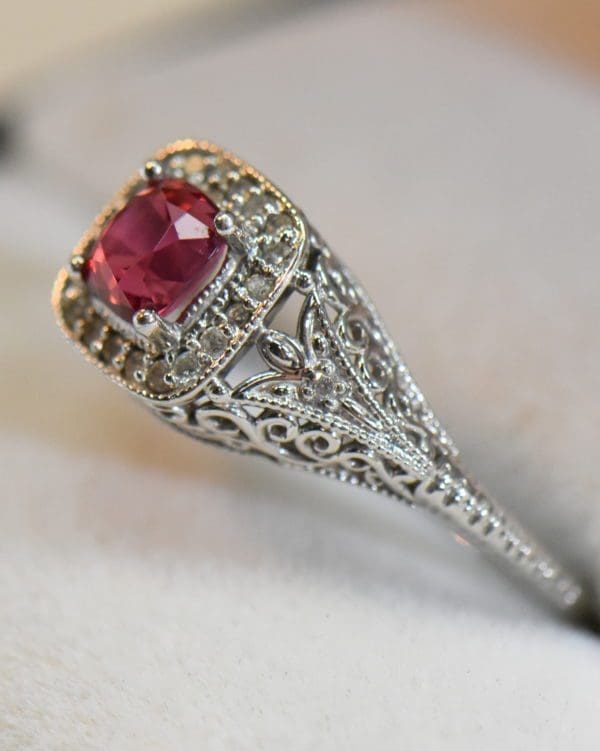vintage style jedi spinel filigree enagement ring neon pink red cushion 4.JPG