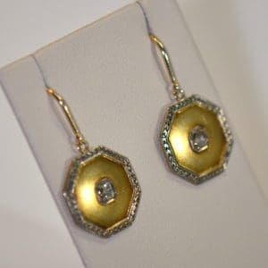 antique octagonal diamond dangle earrings cufflink conversion circa 1900 4.JPG