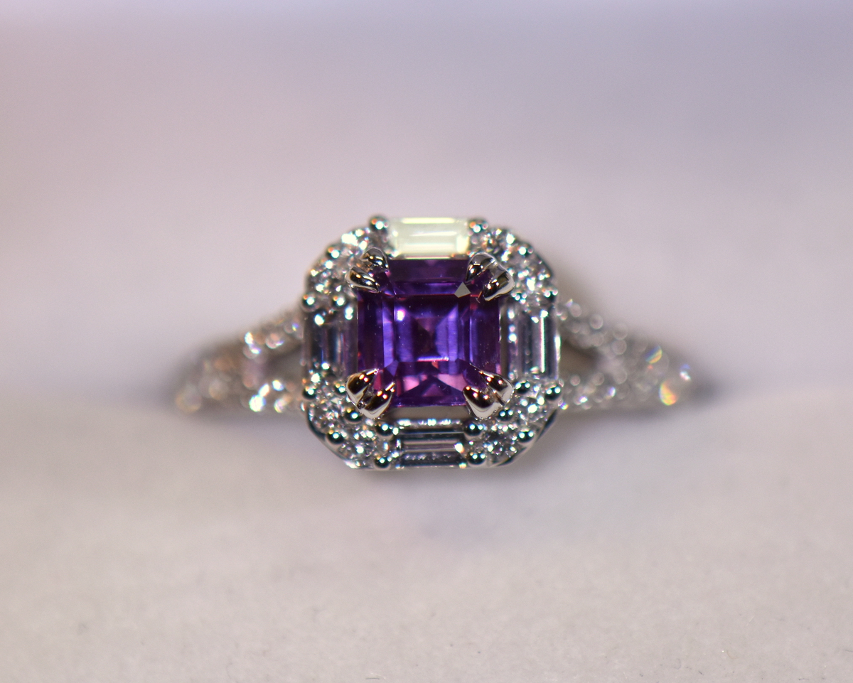 3 Ct Asscher Cut Simulated Pink Sapphire Three Stone Ring 14k White Gold  Finish | eBay