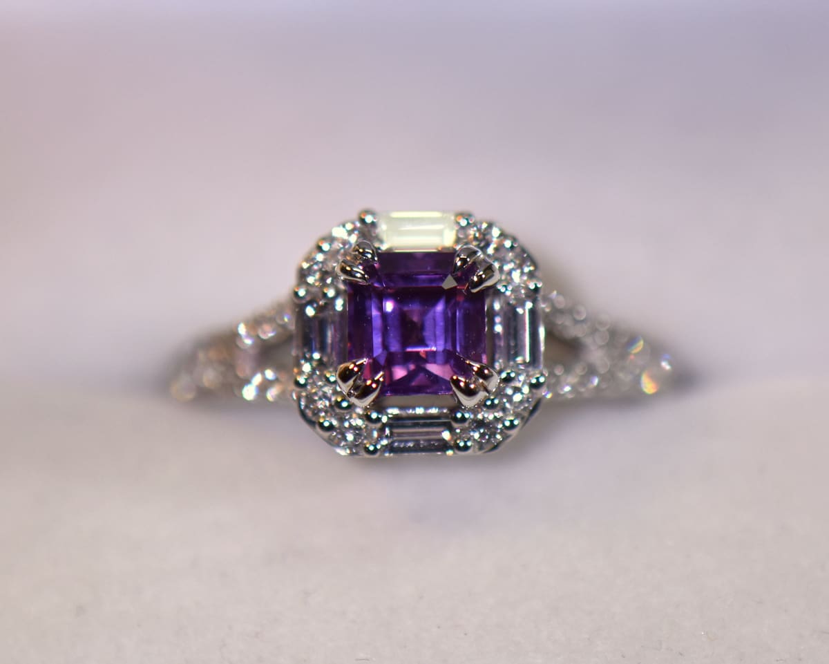 3 Ct Asscher Cut Simulated Pink Sapphire Three Stone Ring 14k White Gold  Finish | eBay