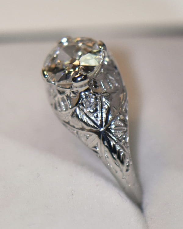 edwardian platinum engagement ring with 1.2ct euro cut diamond 3.JPG