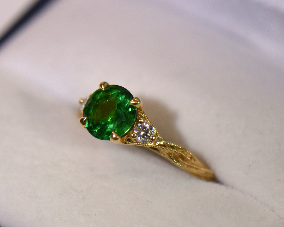 Custom Yellow Gold Tsavorite Engagement Ring | Exquisite Jewelry for ...