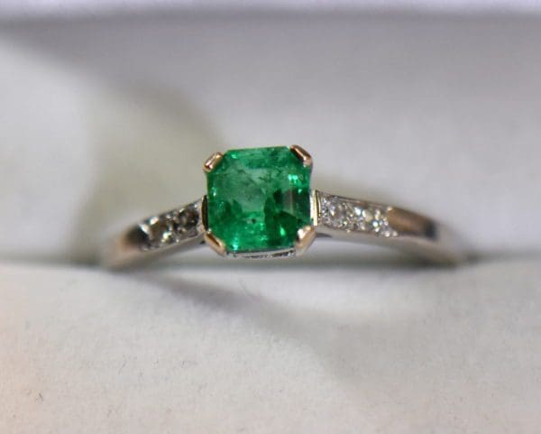 vintage jabel emerald engagement ring 18k white gold.JPG