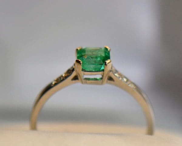 vintage jabel emerald engagement ring 18k white gold