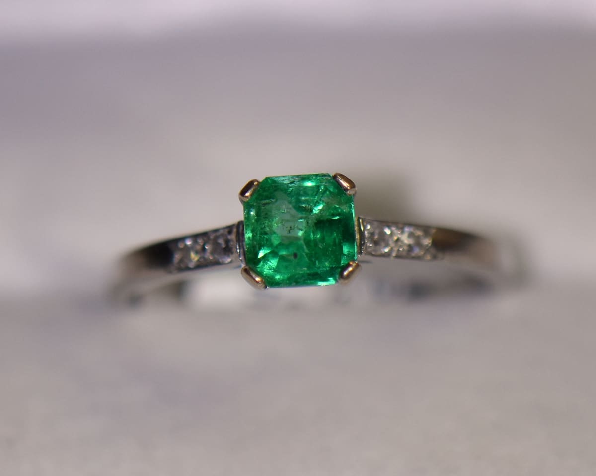 Antique Emerald and Diamond 18k Gold French Ring, XIX century table cu –  BelleEpoqueJewelers