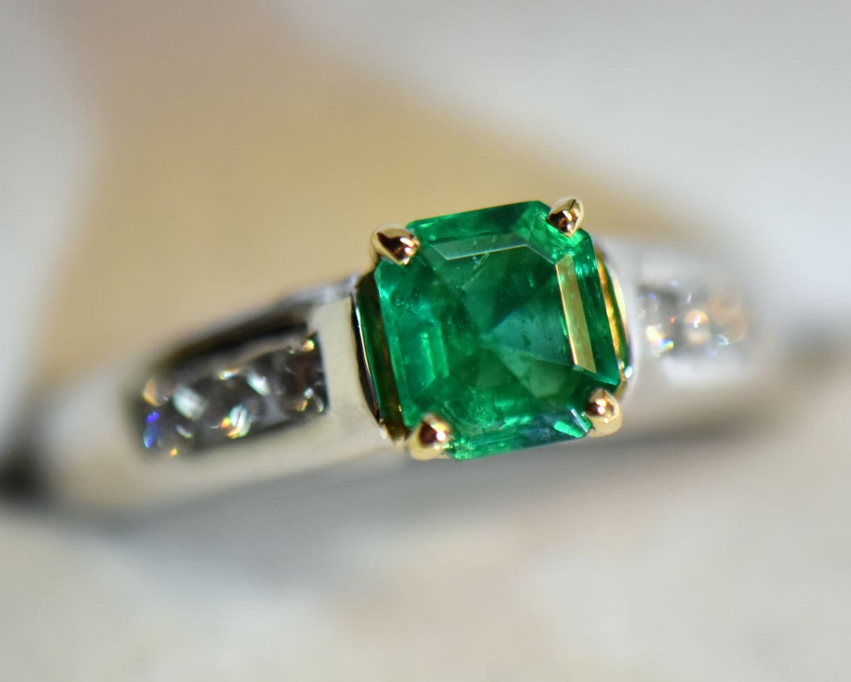 amazing natural emerald cut emerald custom ring 3.JPG