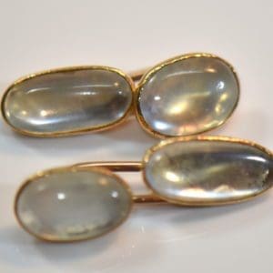 antique moonstone cabochon cufflinks yellow gold bezels 2.JPG