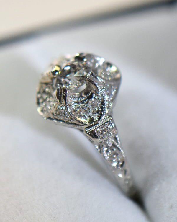 art deco diamond ring sculptural platinum engagement ring 2