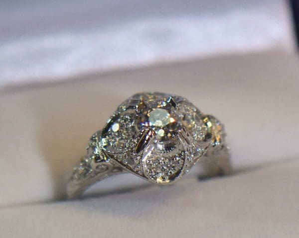 art deco diamond ring sculptural platinum engagement ring 3
