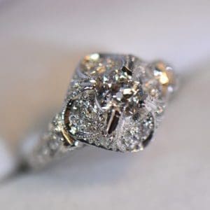 art deco diamond ring sculptural platinum engagement ring 4 Copy
