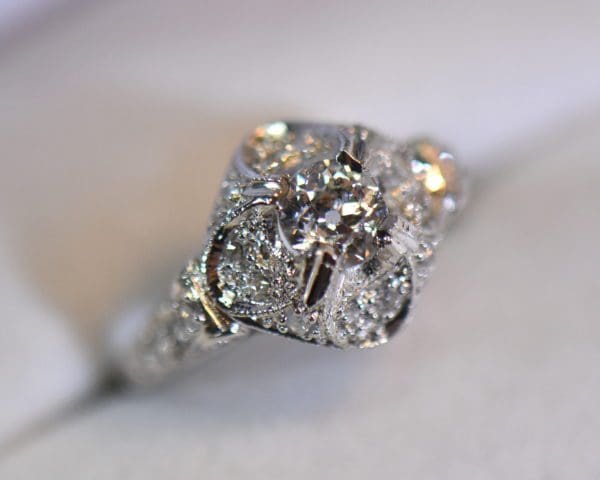 art deco diamond ring sculptural platinum engagement ring 4 Copy