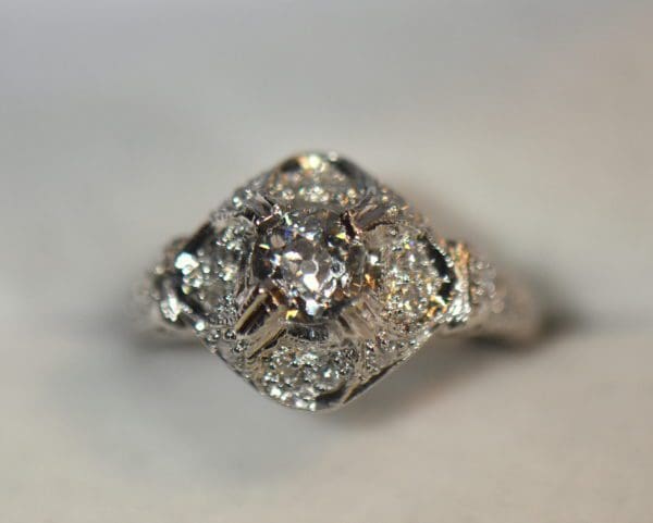 art deco diamond ring sculptural platinum engagement ring 5
