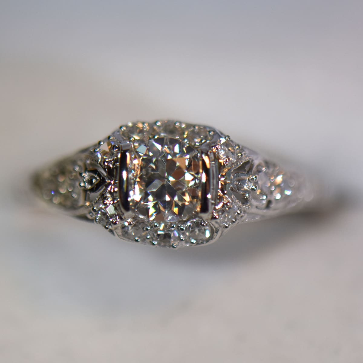 Antique Art Deco 2.45 Carat Total Diamond Engagement Ring in Platinum Circa  1920s | Grandview Mercantile