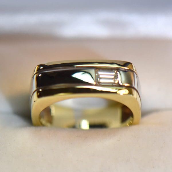 custom gents emerald cut diamond ring with square euroshank.JPG