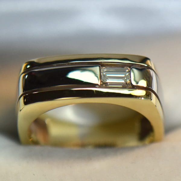 custom gents emerald cut diamond ring with square euroshank 4.JPG