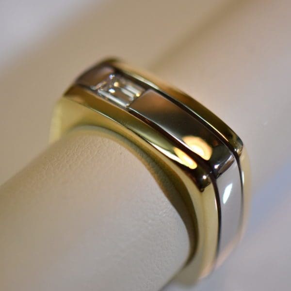 custom gents emerald cut diamond ring with square euroshank 6.JPG