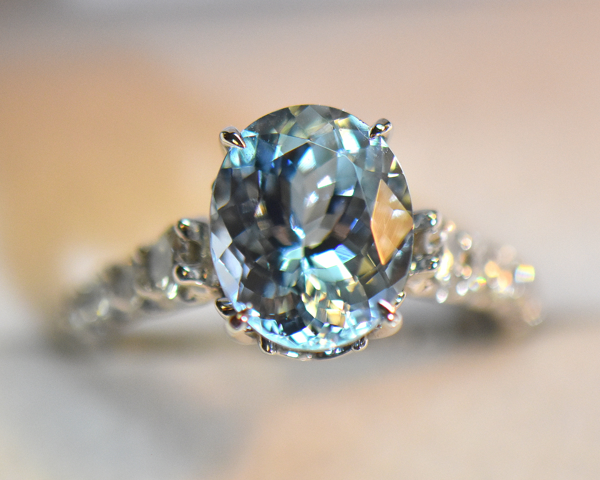 Aquamarine and Diamond Twisted Vine Ring | Angara