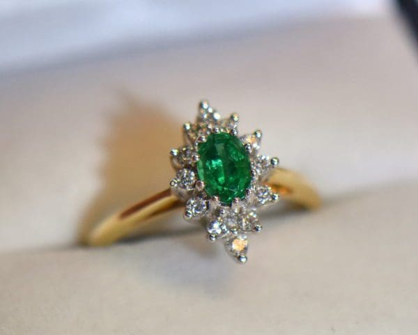 estate oval natural gem emerald diamond halo ring 2.JPG
