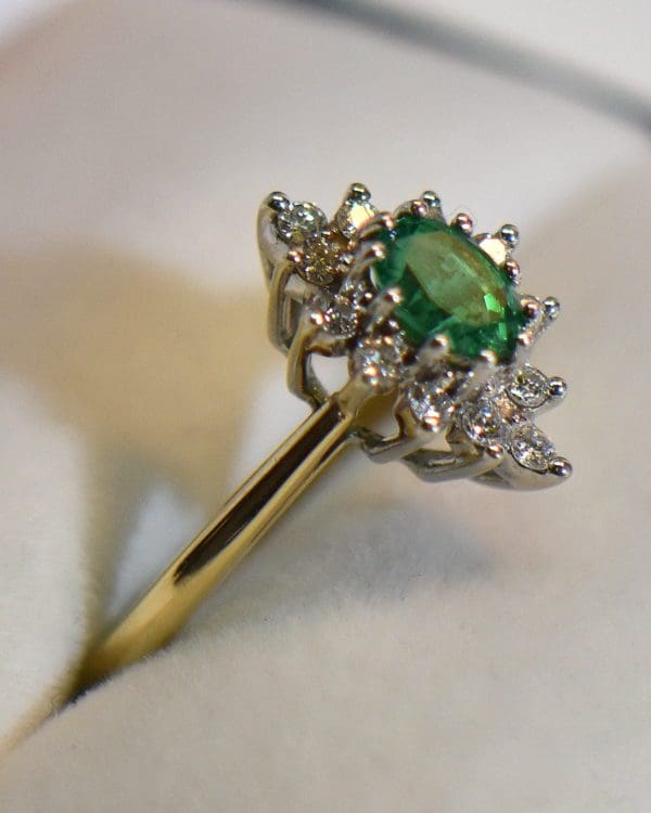 estate oval natural gem emerald diamond halo ring 3.JPG