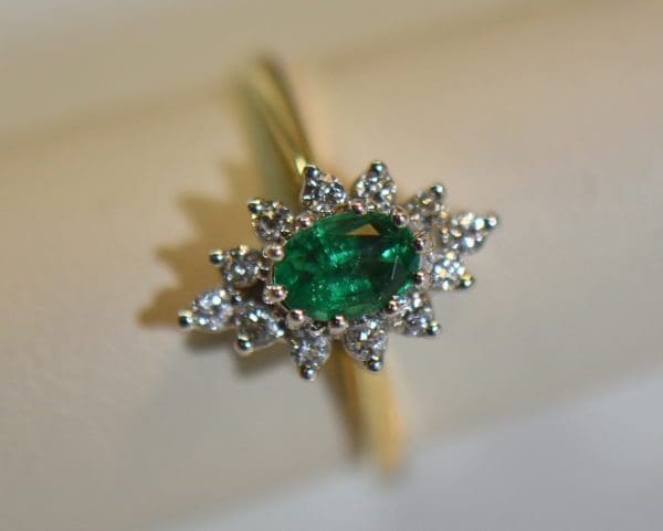 estate oval natural gem emerald diamond halo ring 4.JPG