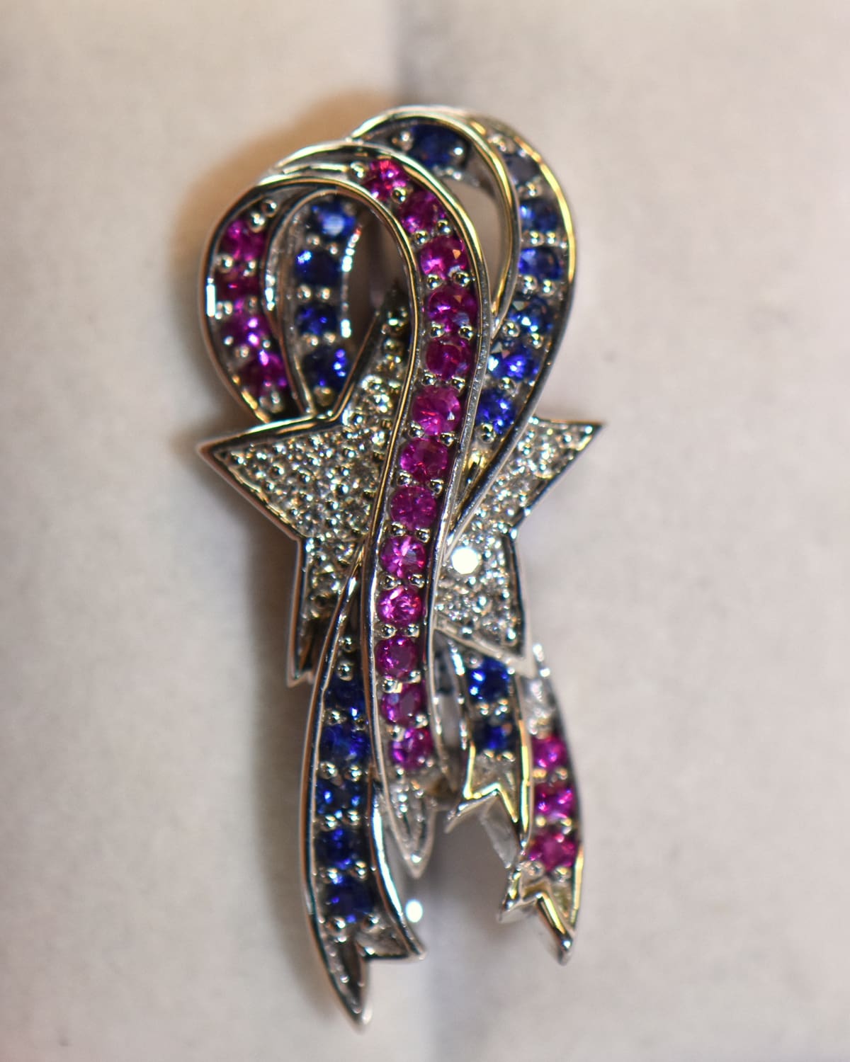 Blue Heart Ribbon Brooch - BOGO