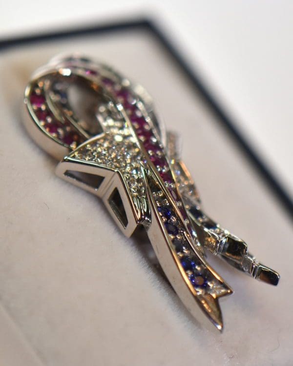 patriotic brooch red white blue american flag ribbon pin 2.JPG