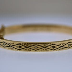 antique gold bangle child s bracelet taile d or black enamel accents 3