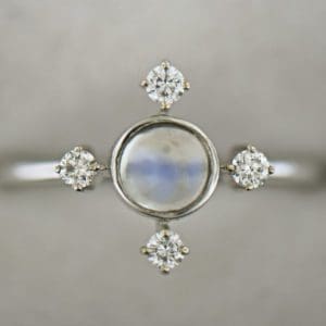 dainty moonstone diamond compass ring blue moonstone