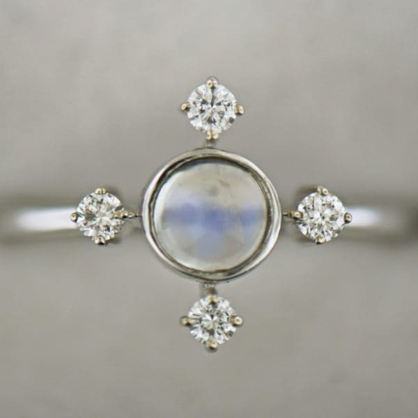 dainty moonstone diamond compass ring blue moonstone