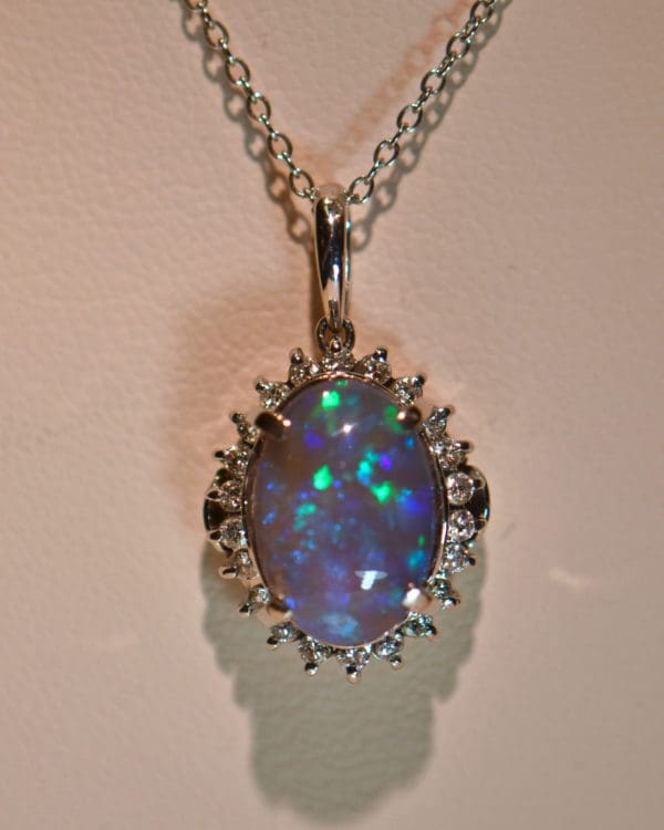estate platinum black crystal opal diamond halo pendant 3