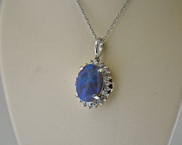 estate platinum black crystal opal diamond halo pendant 5