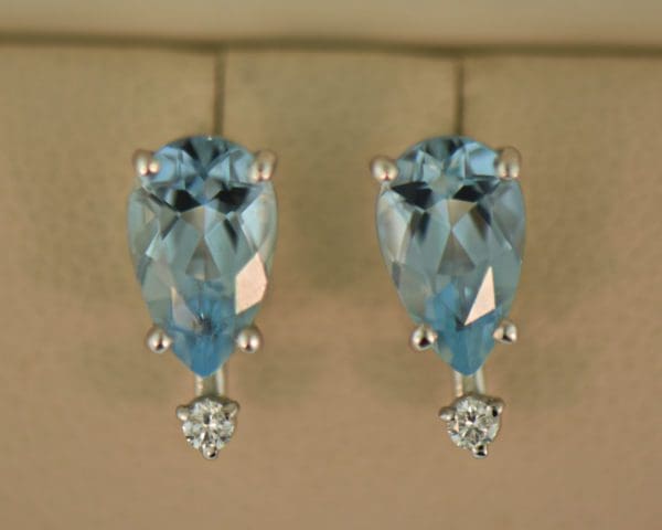pear shape aquamarine and diamond stud earrings