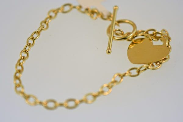 14k yellow gold rolo bracelet with customizable engravable heart charm 4