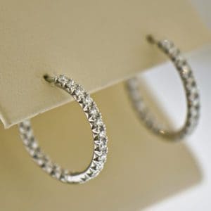 18k white gold inside out diamond hoop earrings 2