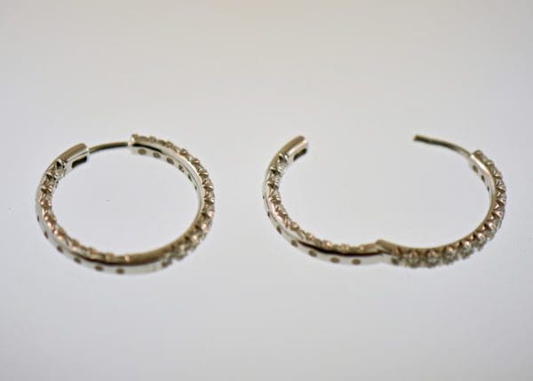 18k white gold inside out diamond hoop earrings 3