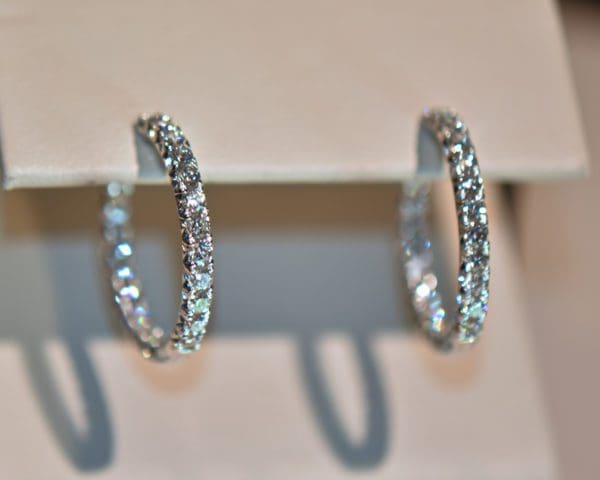 18k white gold inside out diamond hoop earrings 4