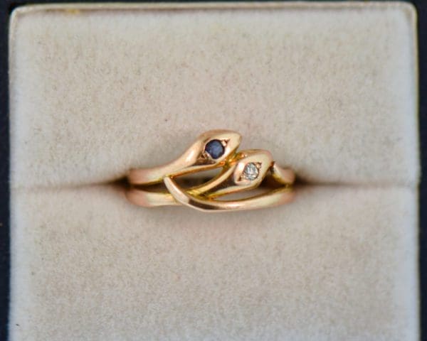 antique sapphire and diamond snake wedding ring 2