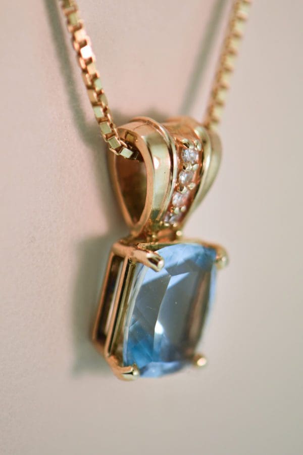aquamarine and diamond gold pendant with large bail 2