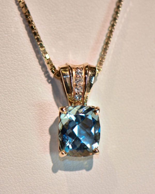 aquamarine and diamond gold pendant with large bail 3