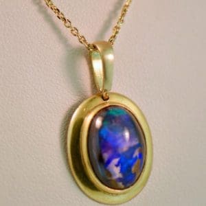 boulder opal pendant in 18k gold frame 3