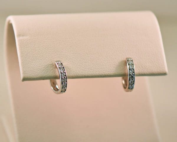 classic small mid size white gold diamond hoop earrings