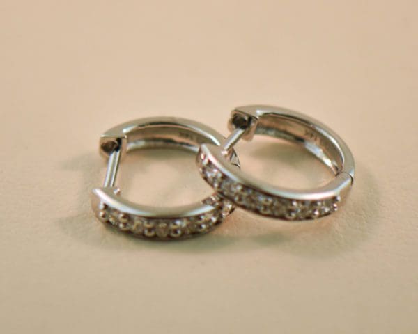 classic small mid size white gold diamond hoop earrings 2