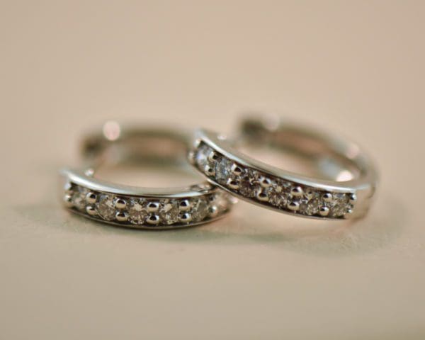 classic small mid size white gold diamond hoop earrings 3