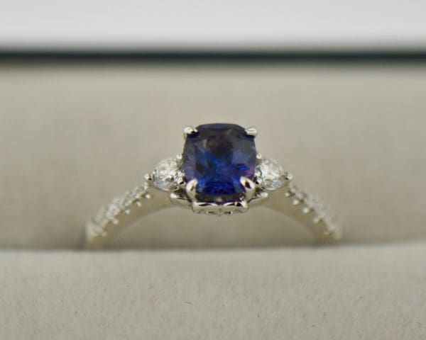 cushion cut purple sapphire diamond accented engagement ring