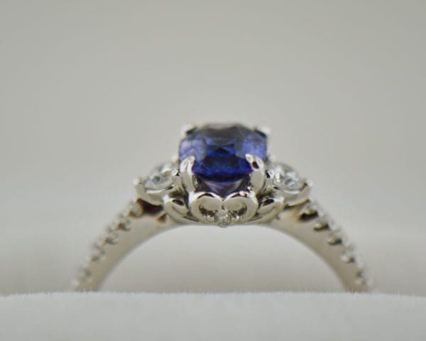 cushion cut purple sapphire diamond accented engagement ring 3