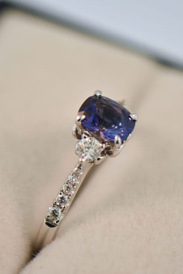 cushion cut purple sapphire diamond accented engagement ring 4