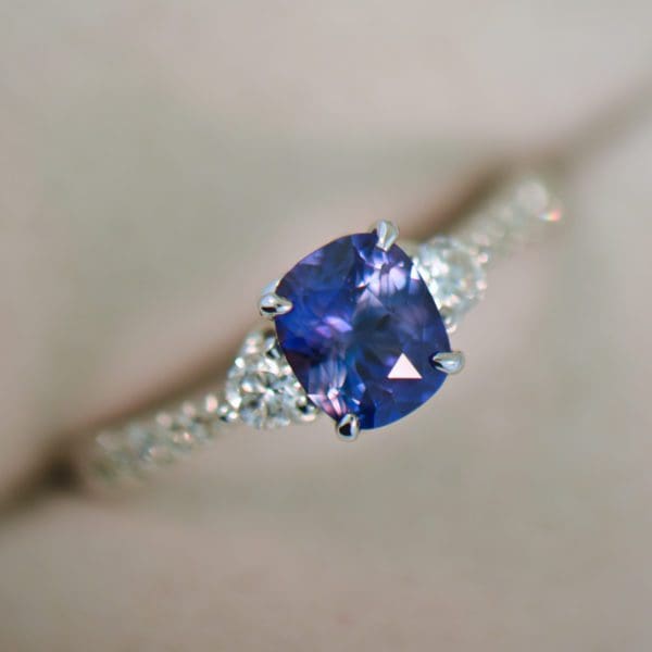 cushion cut purple sapphire diamond accented engagement ring 5